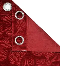 VJK FAB Velvet Leaves Designer Curtains for Window, Long Door, Living Room, Bedroom, Draiwng Room (VJK-Velvet-Leaves-Maroon-9) Set of 2 Pcs, 4x9 feet Long, Maroon-thumb4