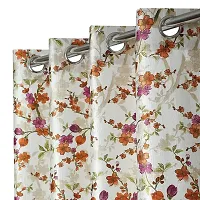 VJK FAB Flower & Plain Design Curtains for Window, Door, Long Door, Drawing Room, Bedroom, Living Room (VJK-LC-Flower 1 & Plain 2-SETOF3-ORANGE-9) 4x9 Feet, Set of 3 Pcs, Orange-thumb1