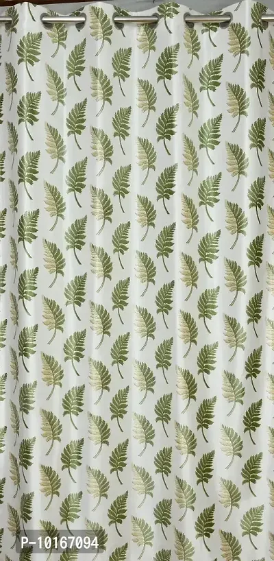 VJK FAB Heavy Gold Queen Fabric Leaves Design Curtains for Window, Door, Long Door, Drawing Room, Living Room (VJK-GQ-LEAVES-SETOF3-GREEN-5) 4X5 Feet, Set of 3 Pcs, Green-thumb3