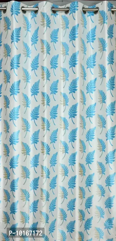 VJK FAB Heavy Gold Queen Fabric Leaves Design Curtains for Window, Door, Long Door, Drawing Room, Living Room (VJK-GQ-LEAVES-SETOF3-SKY Blue-9) 4X9 Feet, Set of 3 Pcs, Sky Blue-thumb4