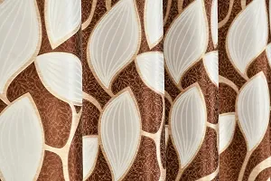 VJK FAB Leaf Floral Heavy Quality Curtains | Room Darkening Premium Fabric for Home Office | Parda for Living Room, Bedroom, Drawing Room | Curtains 9 Feet Long Set of 2, Coffee-thumb2