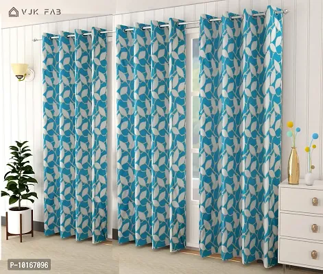 VJK FAB Leaf Floral Heavy Quality Curtains | Room Darkening Premium Fabric for Home Office | Parda for Living Room, Bedroom, Drawing Room | Curtains 9 Feet Long Set of 3, Sky Blue