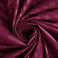 VJK FAB Premium Glace Cotton Satin Striped/Lining, Solid Plain Color, Wrinkle Free Bedsheet with Two Pillow Covers for Double Bed Queen Size for Home, Hotels, Guest House, Maroon-thumb3