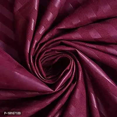 VJK FAB Premium Glace Cotton Satin Striped/Lining, Solid Plain Color, Wrinkle Free Bedsheet with Two Pillow Covers for Double Bed Queen Size for Home, Hotels, Guest House, Maroon-thumb4