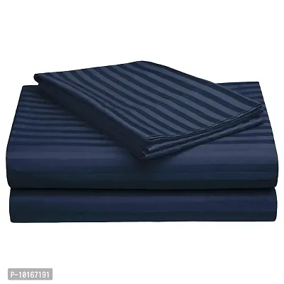 VJK FAB Cotton Blend Premium Plain Striped King Size 108x108 Inches Bedsheet with 2 Pillow Covers for Double Bed-Home-Hotels-Guest House-thumb2