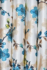 VJK FAB Flower Design Curtains for Window, Door, Long Door, Drawing Room, Bedroom, Living Room (VJK-LC-Flower-Blue-7) 4x7 Feet, Set of 2 Pcs, Blue-thumb2