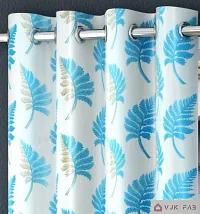 VJK FAB Heavy Gold Queen Fabric Leaves Design Curtains for Window, Door, Long Door, Drawing Room, Living Room (VJK-GQ-LEAVES-SETOF3-SKY Blue-9) 4X9 Feet, Set of 3 Pcs, Sky Blue-thumb1