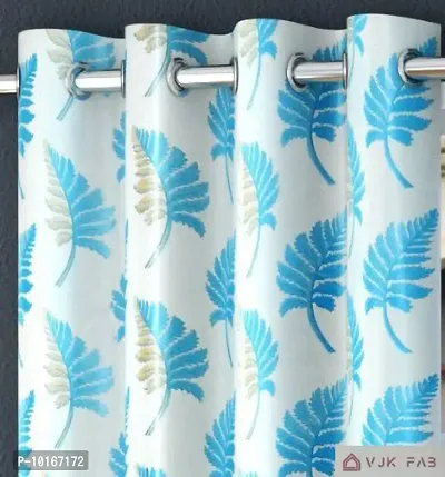 VJK FAB Heavy Gold Queen Fabric Leaves Design Curtains for Window, Door, Long Door, Drawing Room, Living Room (VJK-GQ-LEAVES-SETOF3-SKY Blue-9) 4X9 Feet, Set of 3 Pcs, Sky Blue-thumb2