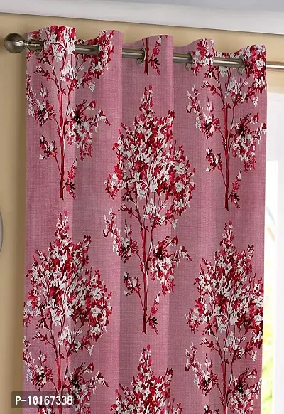 VJK FAB Tree Design Printed Curtains for Home, Window, Door, Drawing Room (VJK-KNITTING-TREE-SETOF3-MAROON-7) 4x7 feet, Set of 3 pcs, Maroon-thumb2