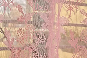 VJK FAB Net Flower Curtains for Window, Door, Long Door, Drawing Room. Living Room. Pooja Room (4X5 Feet ) Set of 3 Pcs (VJK-NET-FLORAL-SETOF3-PINK-5) Pink-thumb2