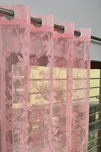 VJK FAB Net Flower Curtains for Window, Door, Long Door, Drawing Room. Living Room. Pooja Room (4X5 Feet ) Set of 3 Pcs (VJK-NET-FLORAL-SETOF3-PINK-5) Pink-thumb1