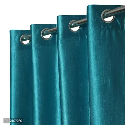 VJK FAB Flower & Plain Design Curtains for Window, Door, Long Door, Drawing Room, Bedroom, Living Room (VJK-LC-Flower 2 & Plain 1-SETOF3-AQUA-5) 4x5 Feet, Set of 3 Pcs, Sky Blue-thumb4