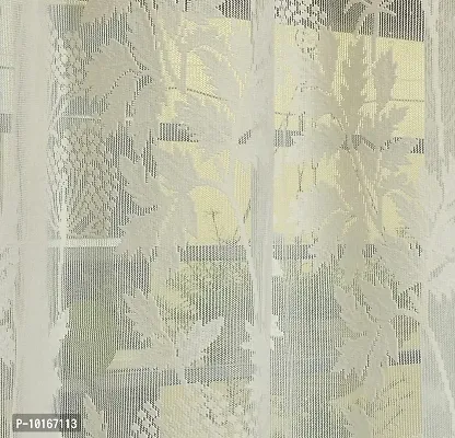 VJK FAB Net Flower Curtains for Window, Door, Long Door, Drawing Room. Living Room. Pooja Room (4X5 Feet ) Set of 3 Pcs (VJK-NET-FLORAL-SETOF3-CREAM-5) Cream-thumb3