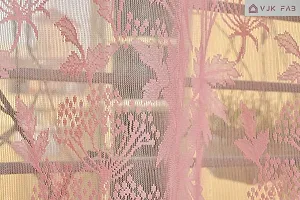 VJK FAB Net Flower Curtains for Window, Door, Long Door, Drawing Room. Living Room. Pooja Room (4X7 Feet ) Set of 2 Pcs (VJK-NET-FLORAL-PINK-SETOF2-7) Pink-thumb2