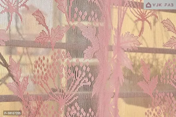 VJK FAB Net Flower Curtains for Window, Door, Long Door, Drawing Room. Living Room. Pooja Room (4X7 Feet ) Set of 2 Pcs (VJK-NET-FLORAL-PINK-SETOF2-7) Pink-thumb3