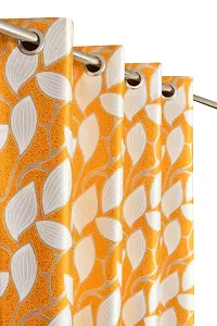 VJK FAB Leaf Floral Heavy Quality Curtains | Room Darkening Premium Fabric for Home Office | Parda for Living Room, Bedroom, Drawing Room | Curtains 5 Feet Long Set of 2, Yellow-thumb1