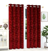 VJK FAB Velvet Leaves Designer Curtains for Window, Long Door, Living Room, Bedroom, Draiwng Room (VJK-Velvet-Leaves-Maroon-9) Set of 2 Pcs, 4x9 feet Long, Maroon-thumb1