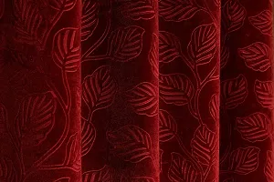 VJK FAB Velvet Leaves Designer Curtains for Window, Long Door, Living Room, Bedroom, Draiwng Room (VJK-Velvet-Leaves-Maroon-9) Set of 2 Pcs, 4x9 feet Long, Maroon-thumb3