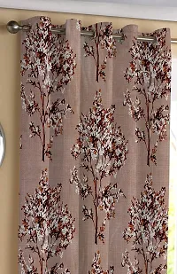 VJK FAB Tree Design Printed Curtains for Home, Window, Door, Drawing Room (VJK-KNITTING-TREE-SETOF3-COFFEE-9) 4x9 feet, Set of 3 pcs, Coffee-thumb1