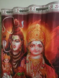 VJK FAB 3D Digital Printed Heavy Fabric Shiva Family God Design Curtains for Pooja Room, Temple, Home ( VJK-Shiv PARIVAAR-9) 4x9 feet, Set of 2 Pcs-thumb3