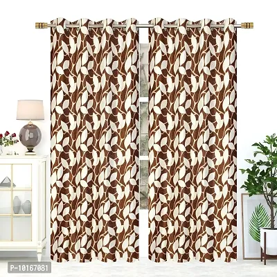 VJK FAB Leaf Floral Heavy Quality Curtains | Room Darkening Premium Fabric for Home Office | Parda for Living Room, Bedroom, Drawing Room | Curtains 9 Feet Long Set of 2, Coffee