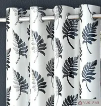 VJK FAB Heavy Gold Queen Fabric Leaves & Texture Design Curtains for Window, Door, Long Door, Drawing Room, Living Room (VJK-GQ-Leaves 1 Texture 2-SETOF3-GREY-7) 4X7 Feet, Set of 3 Pcs, Grey-thumb1