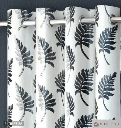 VJK FAB Heavy Gold Queen Fabric Leaves & Texture Design Curtains for Window, Door, Long Door, Drawing Room, Living Room (VJK-GQ-Leaves 1 Texture 2-SETOF3-GREY-7) 4X7 Feet, Set of 3 Pcs, Grey-thumb2