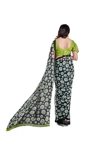 Sanwariya Silks Women's Trendy Georgette And Satin Patta Printed Saree with Unstitched Blouse Piece (R_SUNFLOWER_GREEN)-thumb3