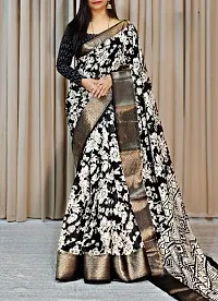 Stylish Black Georgette Printed Saree with Blouse piece For Women-thumb1