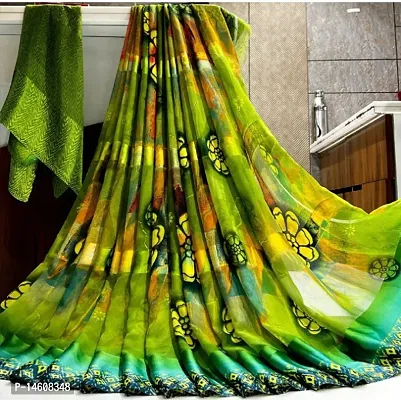 SANWARIYA SILK GEORGETTE SATIN PATTA   Printed Saree With Unstiched Blouse Piece