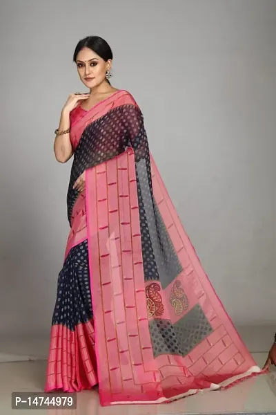 WOMANS BRASSO PRINTED SAREE WITH BLOUSE PIECE-thumb0