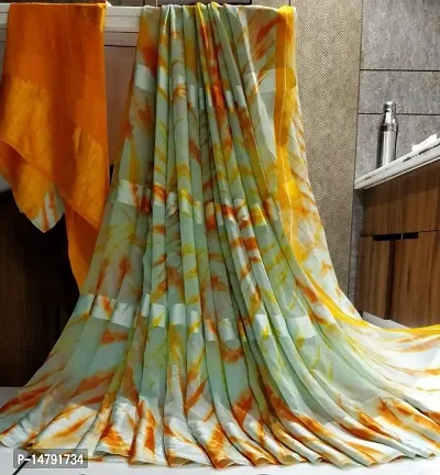 SANWARIYA SILK GEORGETTE SATIN PATTA   Printed Saree With Unstiched Blouse Piece