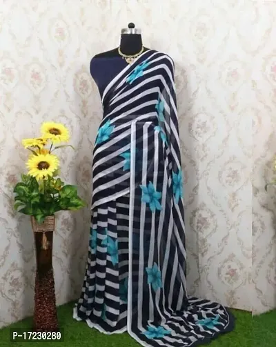 WOMANS PRINTED georgette SAREE WITH BLOUSE PIECE