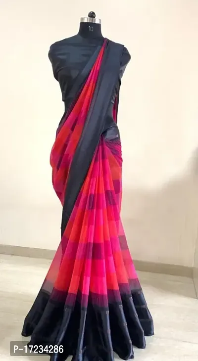 Classic Georgette Checked  Saree with Blouse piece