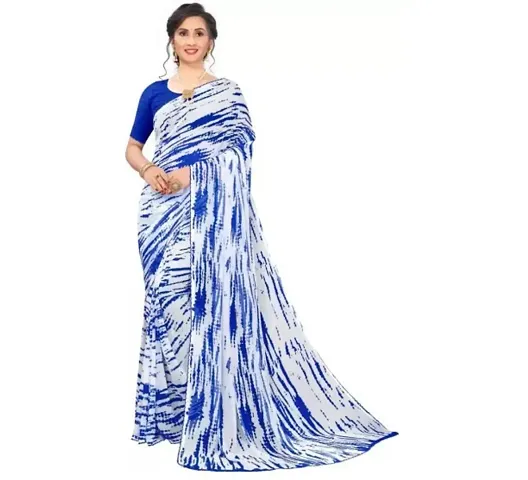 Beautiful Georgette Printed Sarees With Blouse Piece