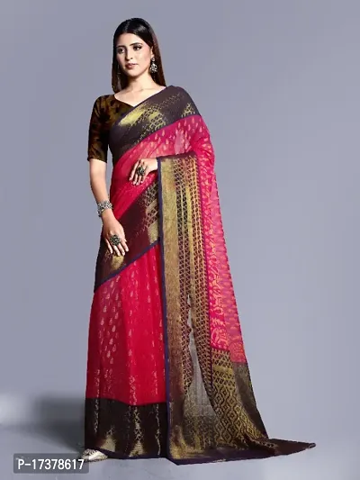 WOMANS PRINTED BRASSO SAREE WITH BLOUSE PIECE-thumb0