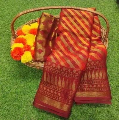 New In Brasso Saree with Blouse piece 