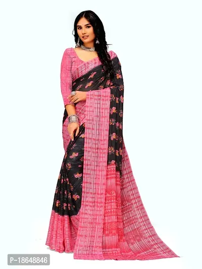 WOMANS PRINTED GEORGETTE  SAREE WITH BLOUSE PIECE