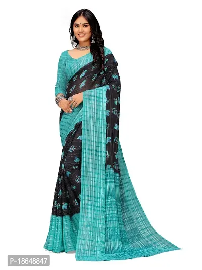 WOMANS PRINTED GEORGETTE  SAREE WITH BLOUSE PIECE