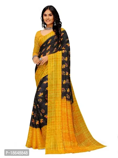 WOMANS PRINTED GEORGETTE  SAREE WITH BLOUSE PIECE