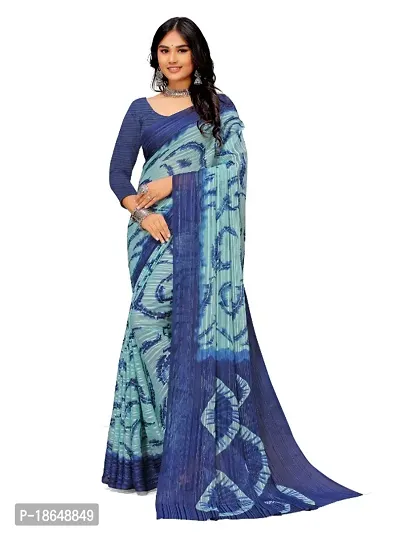 WOMANS PRINTED GEORGETTE  SAREE WITH BLOUSE PIECE