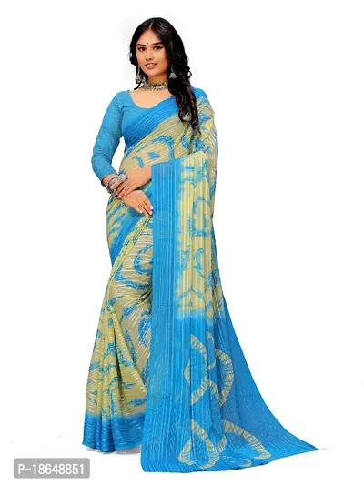 WOMANS PRINTED GEORGETTE  SAREE WITH BLOUSE PIECE