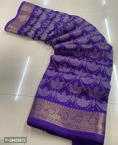 WOMANS PRINTED DOLA SILK SAREE WITH BLOUSE PIECE