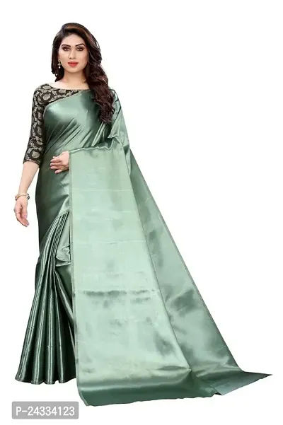 Classic Satin Solid Saree with Blouse piece