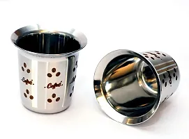 Kneaders Coffee Glass Set of 6 Stainless Steel South Indian Style Steel Glass Design Steel Coffee Mug 80ml (Steel Coffee Glass 80ml)-thumb2