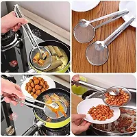 Kneaders Multi-Functional 2 in 1 Fry Tool Filter Spoon Strainer with Clip, Oil Frying BBQ Filter Stainless Steel Mesh Strainer Kitchen Tool (Pack of 1)-thumb2