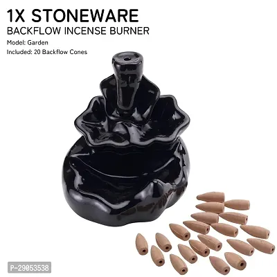 Ceramic Smoke Dropping Fountain Backflow Incense Holder with 20 Incense Cones-thumb3