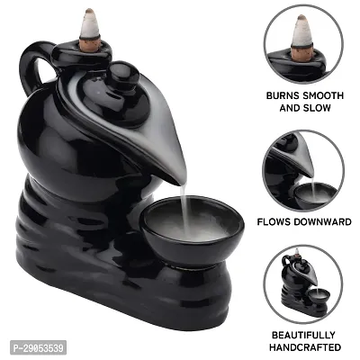 Ceramic Smoke Dropping Fountain Backflow Incense Holder with 20 Incense Cones-thumb2