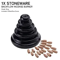 Ceramic Smoke Dropping Fountain Backflow Incense Holder with 20 Incense Cones-thumb1