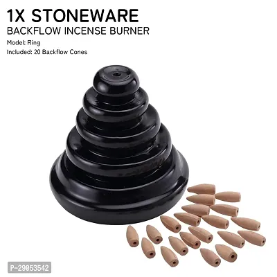 Ceramic Smoke Dropping Fountain Backflow Incense Holder with 20 Incense Cones-thumb2